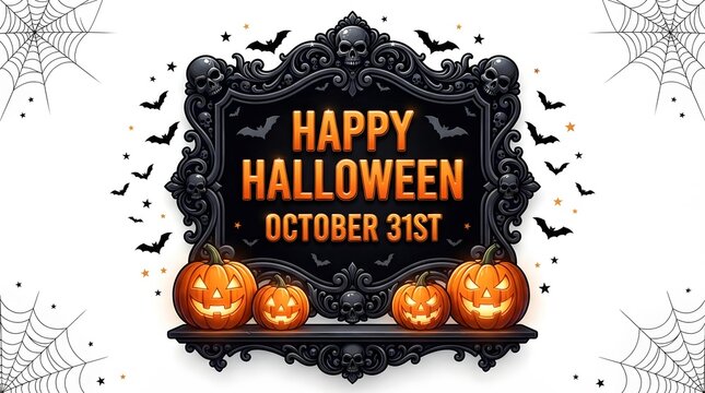 Happy halloween october 31st sign isolated on white background