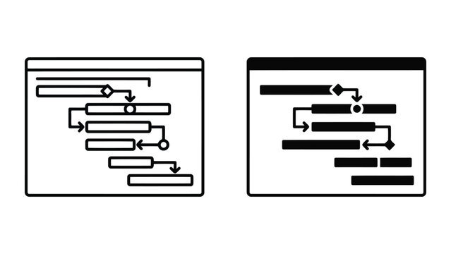 Project management timeline chart and task planning schedule icon set