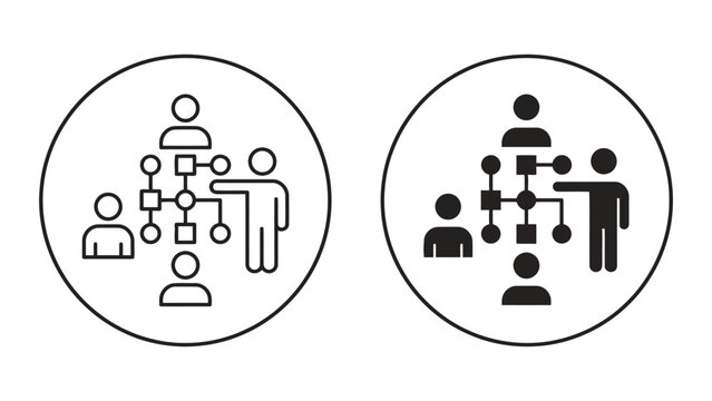 Organizational hierarchy and team leadership icon set with hierarchy, leadership