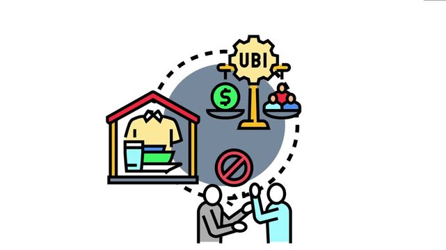 The conceptualizes universal basic income as a solution for economic stability, ensuring access to fundamental necessities, social equity, and reduced poverty
