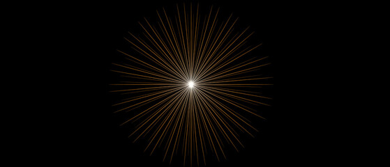 Fototapeta premium Golden Radial Burst Light on Black Background