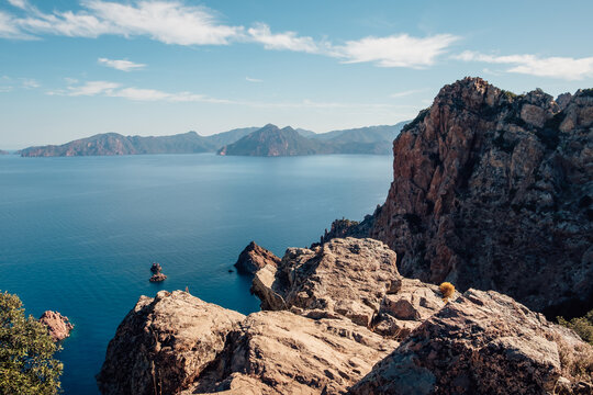 An impressive rocky inlet along the coast with the Mediterranean sea