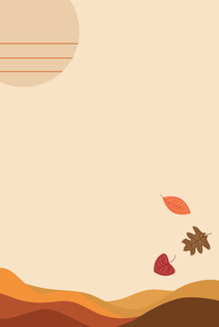 Autumn leaves falling over abstract landscape background