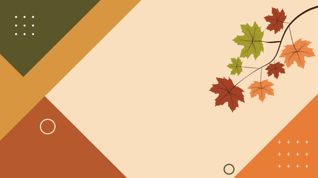 Autumn leaves falling on geometric background design