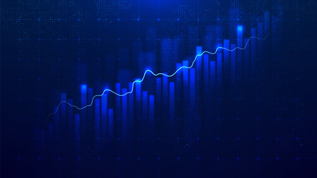 Successful fintech financial growth graph. Abstract investment chart showing sustainable growth on trading market. Business data analysis concept. Development of financial technology. Vector banner.