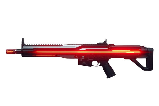 Futuristic sci-fi laser rifle weapon on transparent background