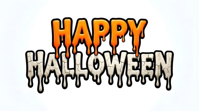Happy halloween text with dripping slime effect