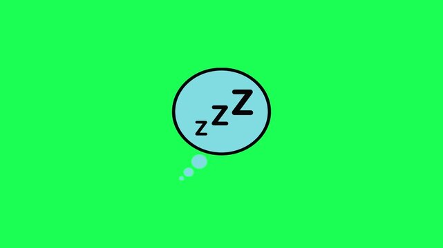Cartoon sleep bubble with zzz letters on bright green background