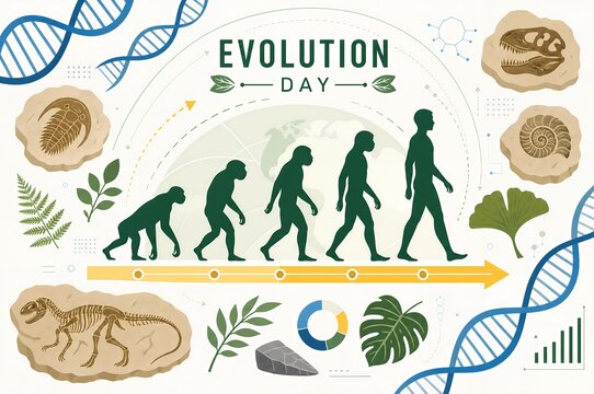 Evolution Day Infographic Illustration of Human Biological Progression