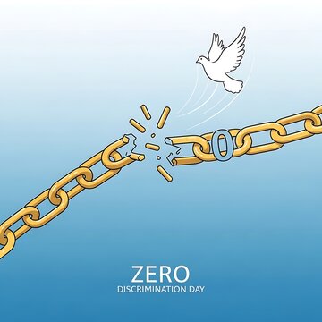 Zero Discrimination Day concept with broken chain and dove.