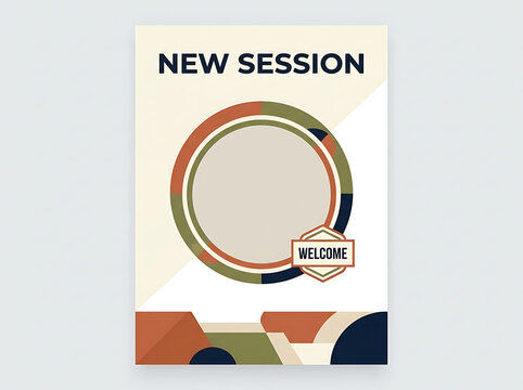 New session flyer design template with abstract geometric shapes template abstract geometric announcement promotion marketing presentation workshop education