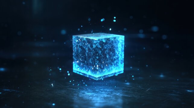 Abstract glowing cube with transparent