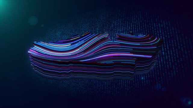 Dynamic motion reveal showing a glowing futuristic map of Czech Republic with wavy neon lines, particle screen grid effects, and text reveal.