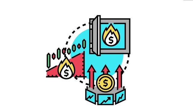 Investment concepts showing market risks with money coins and stock charts, a volatile economic situation, financial losses, and asset protection