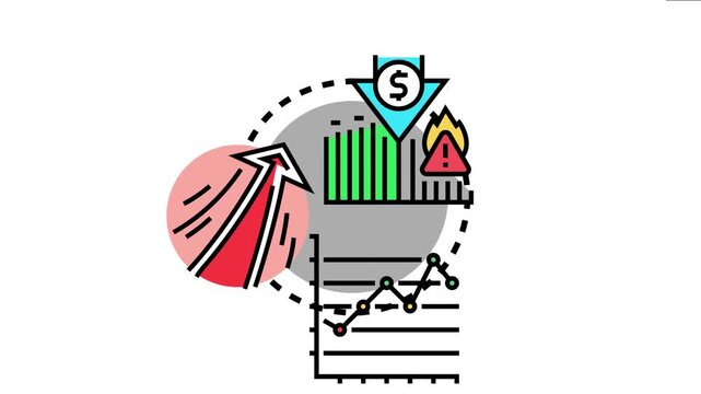 Bearish market financial downturn with falling prices, warning signs, and decreasing stock values, reflecting economic recession and crisis