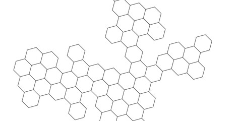 Fototapeta premium Abstract Cube Network Structure With Blue 3D Geometric Blocks On White Background. Abstract 3d hexagon grey and white out line technology style honeycomb seamless pattern background.