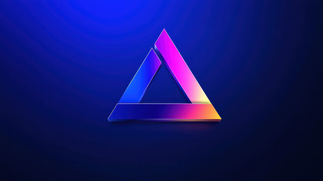 Colorful triangle logo design with gradient shades of blue, pink, and purple on dark background, conveying modernity and creativity