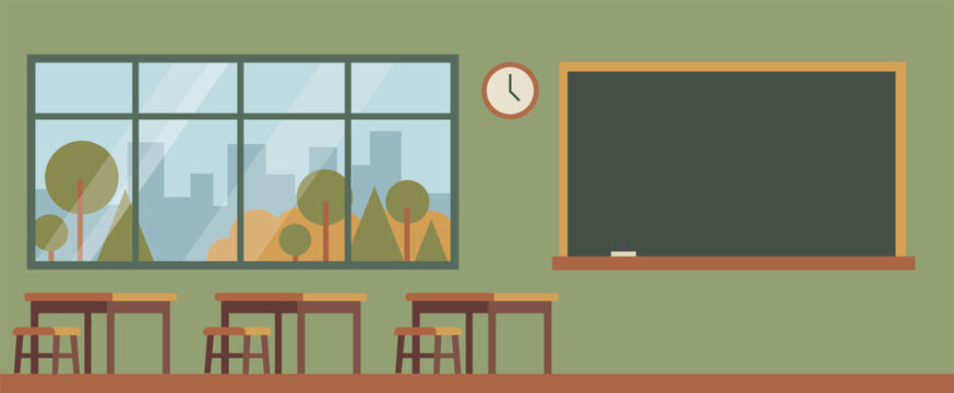 Empty School Classroom Interior Vector Illustration