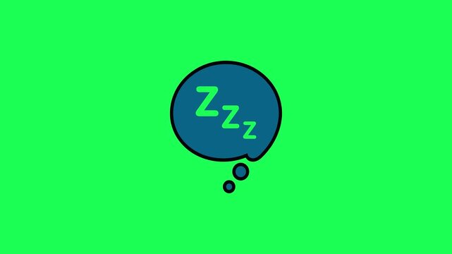 Cartoon sleep bubble with zzz letters on bright green background