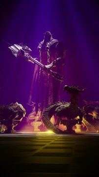 Atmospheric Motion Background of Dark Executioner Knight in Dragon Temple