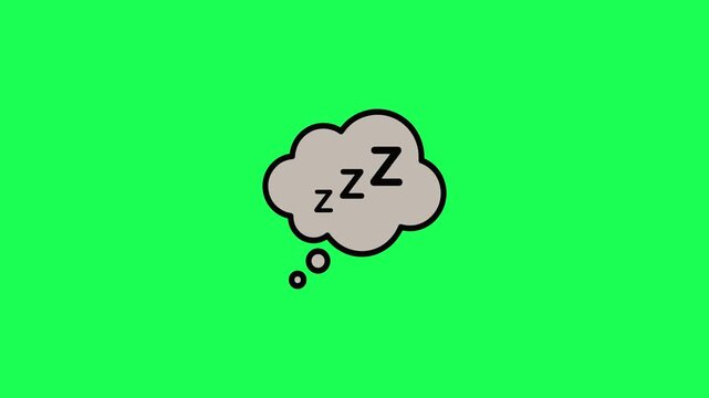 Cartoon sleep bubble with zzz letters on vibrant green background