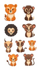 Fototapeta premium Cute cartoon teddy bears in various poses and expressions.