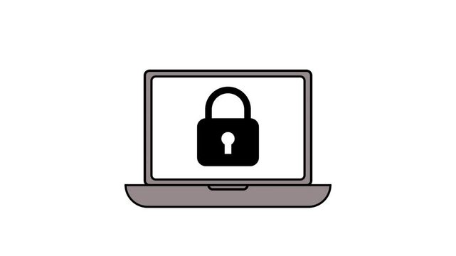 Desktop PC Computer Security Padlock Motion Graphic Video