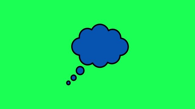 Simple illustration of a blue thought bubble on a bright green background