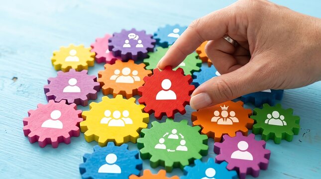 Teamwork and Collaboration Concept with Interlocking Gears and People Icons