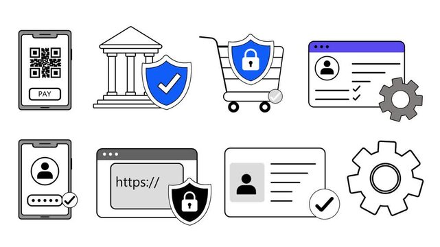 white Website Security Interface With Shield And Lock, Secure Web Protection Animation