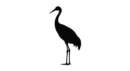 Naklejka premium Crane Silhouette Against A White Background Minimalist Black Shape