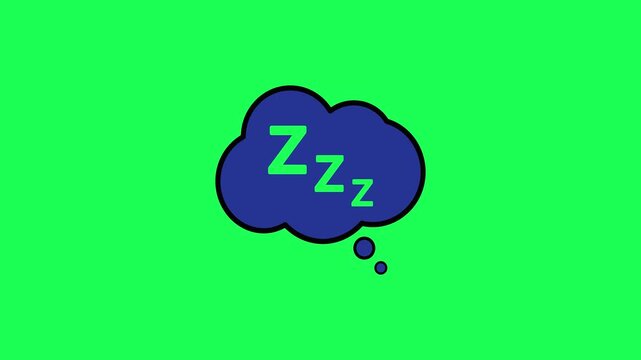 Cartoon sleep bubble with zzz letters on bright green background