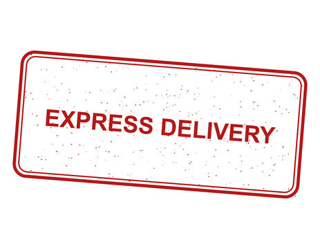 Red ink rubber stamp icon with text express delivery isolated on transparent background