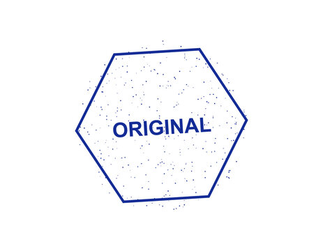 Blue hexagon stamp with the word original inside isolated design isolated on transparent background