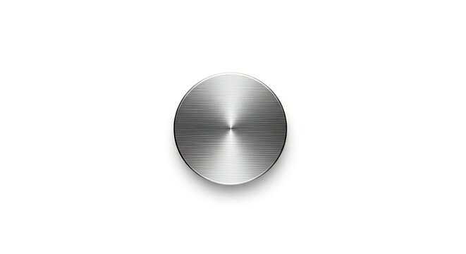 Brushed Metal Circle Isolated on White Background, Reflective Metallic Disk, Abstract Geometric Element