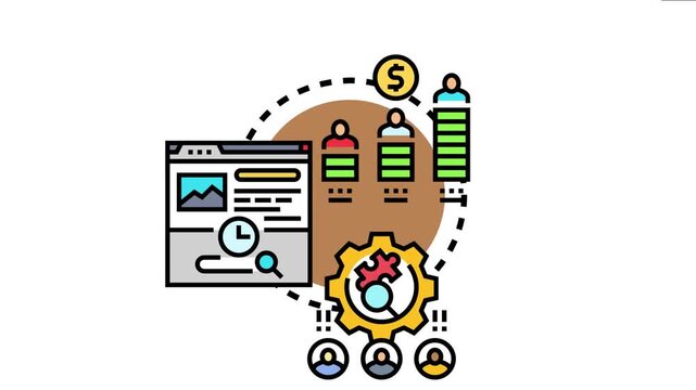 Behavioral pattern investigation concept exploring user data analytics, researching consumer behavior, and optimizing online processes for business growth and customer engagement