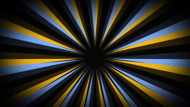 Abstract Sunburst Background with Radial Rays in Blue Gold and Black