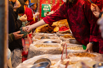 Fototapeta premium Dried Goods Vendor at Dihua Street New Year Market