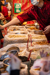 Fototapeta premium Dried Goods Vendor at Dihua Street New Year Market