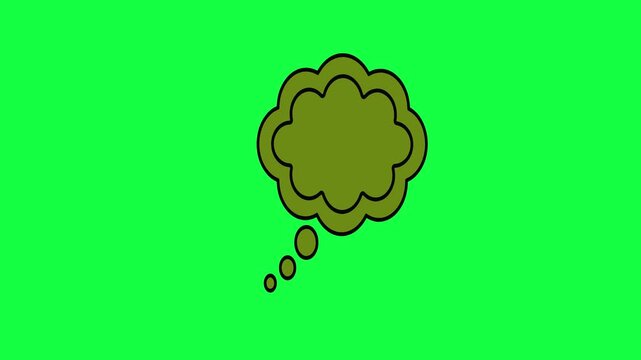 Simple thought bubble illustration on a vibrant green screen background