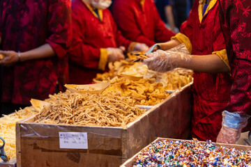 Fototapeta premium Dried Goods Vendor at Dihua Street New Year Market