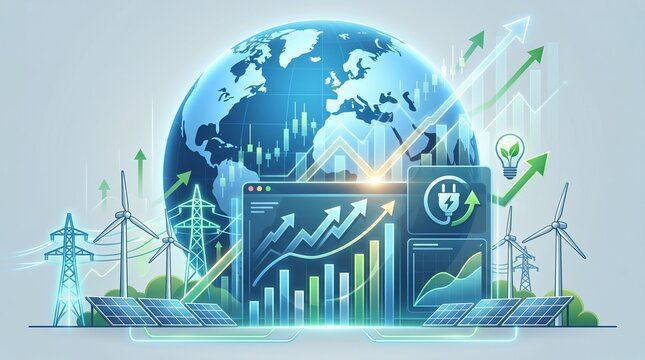 Global Electricity Price Growth and Green Energy Investment Financial Concept