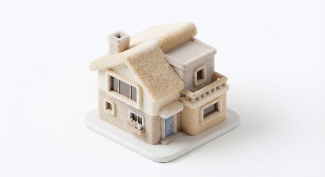 modern house, building, architecture, fluffy, home, isometric, isolated, color, nature, cute, 3d model, object, isolated