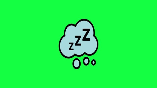 Cartoon sleep bubble with zs and dreaming circles on green