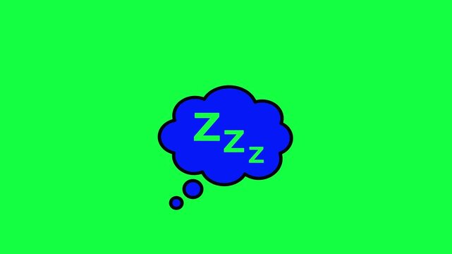 Cartoon sleep bubble with zzz letters on bright green background