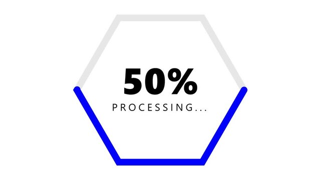 Modern Hexagon Progress Bar Loading Animation 25 to 75 Percent Syncing Processing and Finalizing UI Interface Element