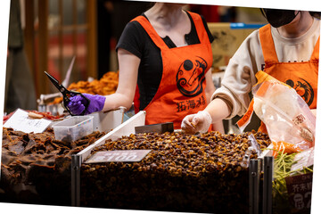 Fototapeta premium Dried Goods Vendor at Dihua Street New Year Market