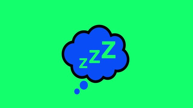 Cartoon sleep bubble illustration with zzz letters on green background