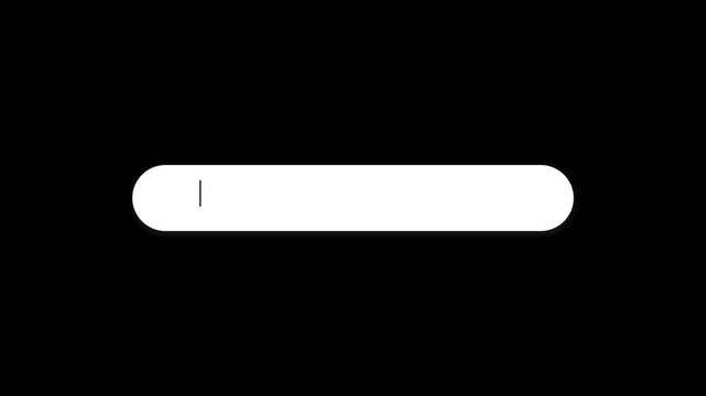 Rounded white search bar input field blinking with vertical cursor animation for digital interface video footage