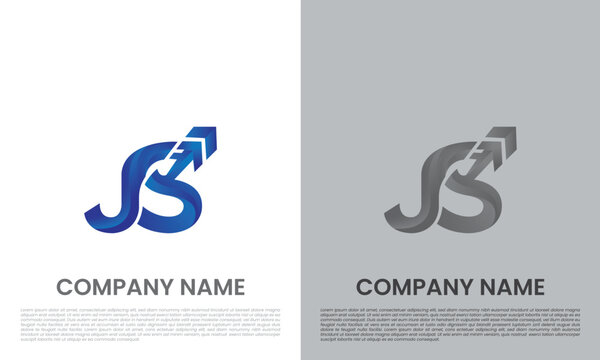 JS SJ Letter Arrow Logo Design Vector, Modern Dynamic Business Corporate Identity Template